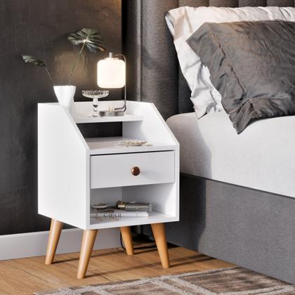 Imagem de Kit 2 Mesas de Cabeceira Retrô Mesinhas com Gavetas Modernas Criado Quarto Dream Dakota