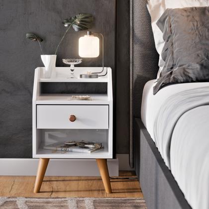 Imagem de Kit 2 Mesas de Cabeceira Retrô Mesinhas com Gavetas Modernas Criado Quarto Dream Dakota
