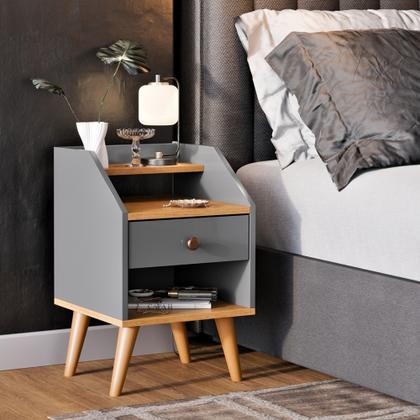 Imagem de Kit 2 Mesas de Cabeceira Retrô Mesinhas com Gavetas Modernas Criado Quarto Dream Dakota