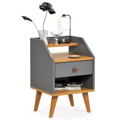Imagem de Kit 2 Mesas de Cabeceira Retrô Mesinhas com Gavetas Modernas Criado Quarto Dream Dakota