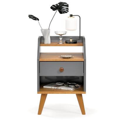 Imagem de Kit 2 Mesas de Cabeceira Retrô Mesinhas com Gavetas Modernas Criado Quarto Dream Dakota