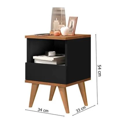 Imagem de Kit 2 Mesas de Cabeceira Retrô Pix Mesinhas com Gaveta Moderno Criado Quarto Casal Solteiro ENVIA SOMENTE 02 KIT