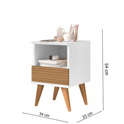 Imagem de Kit 2 Mesas de Cabeceira Retrô Pix Mesinhas com Gaveta Moderno Criado Quarto Casal Solteiro ENVIA SOMENTE 02 KIT