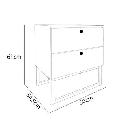 Imagem de Kit 2 Mesas de Cabeceira Slim 2 Gavetas Branco Base Metálica Dourada - Vallisa Decor