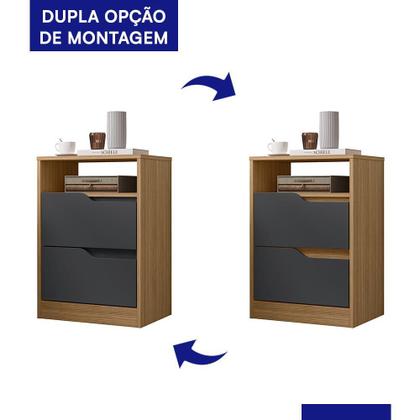 Imagem de Kit 2 Mesas de Cabeceira Sole 2 Gavetas Flex - Móveis Albatroz