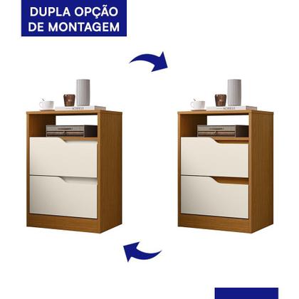 Imagem de Kit 2 Mesas de Cabeceira Sole 2 Gavetas Flex - Móveis Albatroz