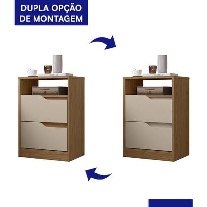 Imagem de Kit 2 Mesas de Cabeceira Sole 2 Gavetas Flex - Móveis Albatroz