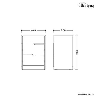 Imagem de Kit 2 Mesas de Cabeceira Sole 2 Gavetas Flex - Móveis Albatroz