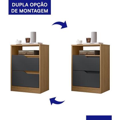 Imagem de Kit 2 Mesas de Cabeceira Sole 2 Gavetas Flex - Móveis Albatroz