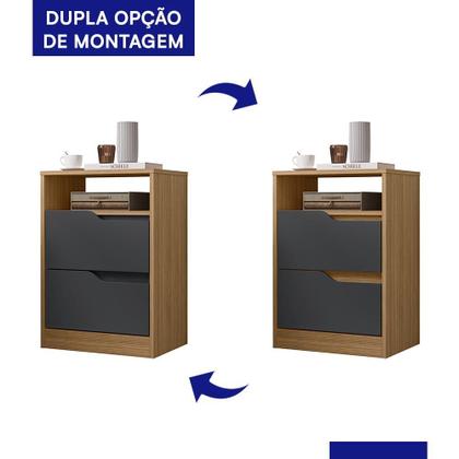 Imagem de Kit 2 Mesas de Cabeceira Sole 2 Gavetas Flex - Móveis Albatroz