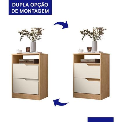 Imagem de Kit 2 Mesas de Cabeceira Sole 2 Gavetas Flex - Móveis Albatroz
