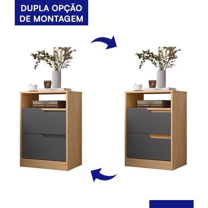 Imagem de Kit 2 Mesas de Cabeceira Sole 2 Gavetas Flex - Móveis Albatroz