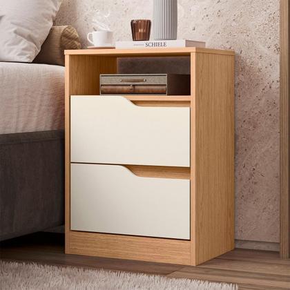 Imagem de Kit 2 Mesas de Cabeceira Sole com 2 Gavetas e Nicho