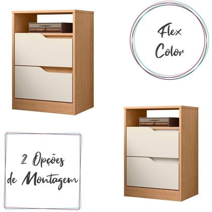 Imagem de Kit 2 Mesas de Cabeceira Sole com 2 Gavetas e Nicho