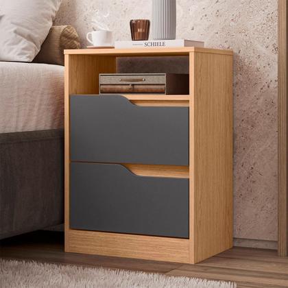 Imagem de Kit 2 Mesas de Cabeceira Sole com 2 Gavetas e Nicho