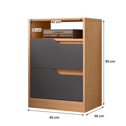 Imagem de Kit 2 Mesas de Cabeceira Sole com 2 Gavetas e Nicho