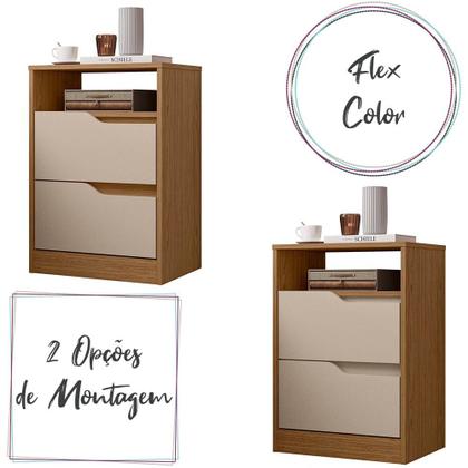 Imagem de Kit 2 Mesas de Cabeceira Sole com 2 Gavetas e Nicho