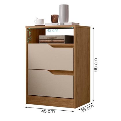 Imagem de Kit 2 Mesas de Cabeceira Sole com 2 Gavetas e Nicho