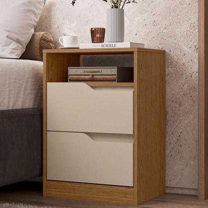 Imagem de Kit 2 Mesas de Cabeceira Sole com 2 Gavetas e Nicho