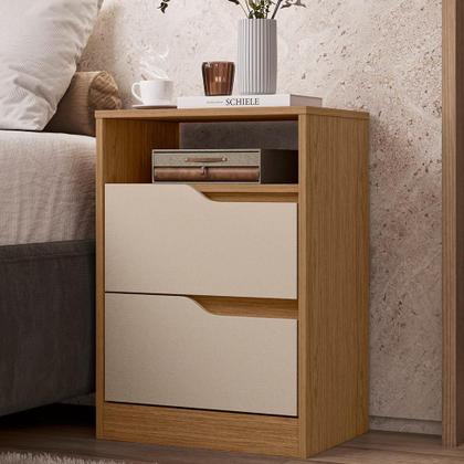 Imagem de Kit 2 Mesas de Cabeceira Sole com 2 Gavetas e Nicho