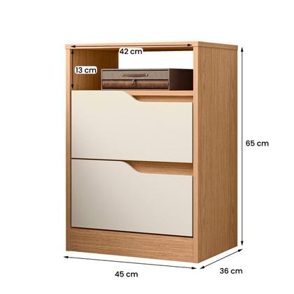 Imagem de Kit 2 Mesas de Cabeceira Sole com 2 Gavetas e Nicho