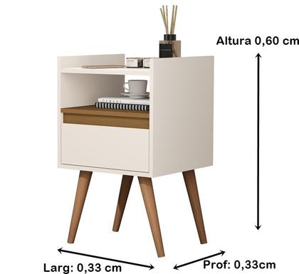 Imagem de Kit 2 Mesas de Cabeceira Suspensa / Com Pés Melissa Porta Basculante Cor Off white / Nature - Comprar Moveis em Casa