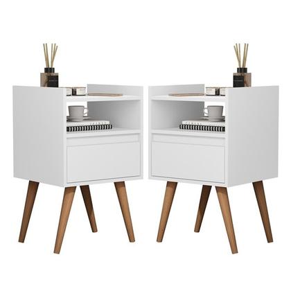 Imagem de Kit 2 Mesas de Cabeceira Suspensa / Com Pés Palito, Morena cor Branco - MJM Casa dos Moveis