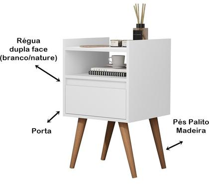 Imagem de Kit 2 Mesas de Cabeceira Suspensa / Com Pés Palito, Morena cor Branco - MJM Casa dos Moveis