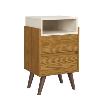 Imagem de Kit 2 Mesas de Cabeceira Verona com 2 gavetas pés retrô moderna para quarto - Várias Cores
