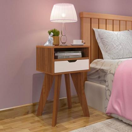 Imagem de Kit 2 Mesas de Cabeceiras 1 Gaveta 1 Prateleira
