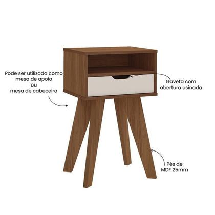 Imagem de Kit 2 Mesas de Cabeceiras 1 Gaveta 1 Prateleira