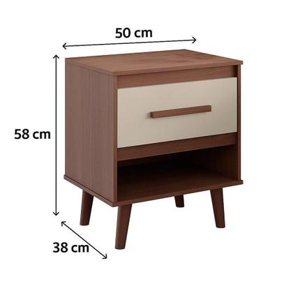 Imagem de Kit 2 Mesas De Cabeceiras 1 Gaveta E Nicho Lima Savana / Off White