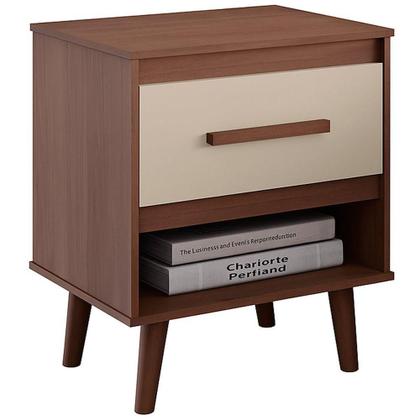 Imagem de Kit 2 Mesas De Cabeceiras 1 Gaveta E Nicho Lima Savana / Off White