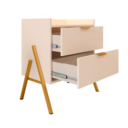 Imagem de Kit 2 Mesas de Cabeceiras Retrô com 2 Gavetas Asher 63cm - Off-white