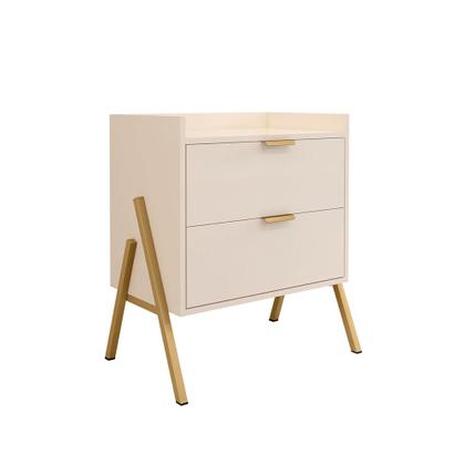 Imagem de Kit 2 Mesas de Cabeceiras Retrô com 2 Gavetas Asher 63cm - Off-white