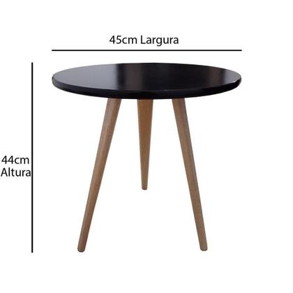 Imagem de Kit 2 Mesas De Canto Lateral E Apoio Sala Quarto 44 Cm Preto