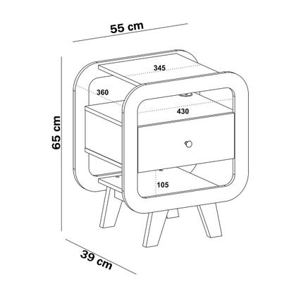 Imagem de Kit 2 Mesas de Canto Turn 1 Gaveta com Usb Cinamomo/Off White - Pnr Móveis