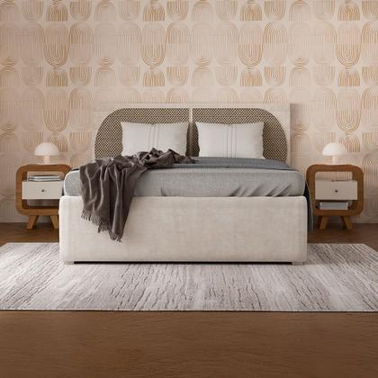 Imagem de Kit 2 Mesas de Canto Turn 1 Gaveta com Usb Cinamomo/Off White - Pnr Móveis