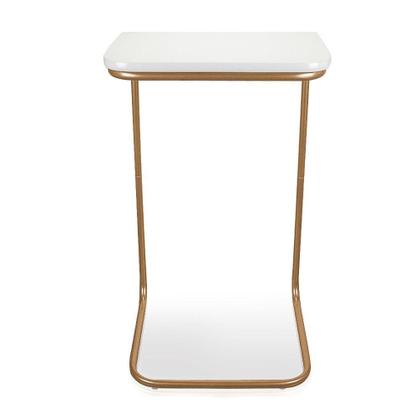 Imagem de Kit 2 Mesas Lateral Tampo Multiuso P/ Sófá Base Dourado