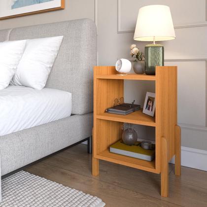 Imagem de Kit 2 Mesinhas de Cabeceira Sofia Pé de Madeira Divisor de Ambiente Pitura dos Dois Lados Lançamento