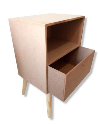 Imagem de Kit 2 Mesinhas Mesa Cabeceira Decore Com Nicho E Gaveta Luxo Retro