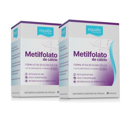 Imagem de Kit 2 Metilfolato de Cálcio Vitamina B6 E B12 30 Cápsulas Equaliv