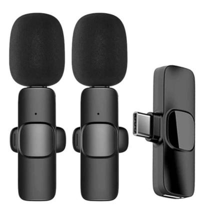 Imagem de Kit 2 Microfone Duplo Profissional De Lapela Anti Ruído Cor Preto