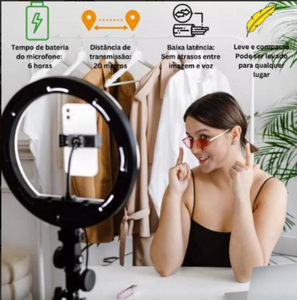 Imagem de Kit 2 Microfone Lapela De Prender Sem Fio 2 Em 1 Anti Ruido Tipo C