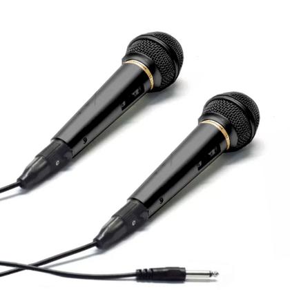 Imagem de Kit 2 Microfone Profissional para Karaokê com fio de 2.5M TOMATE - Preto