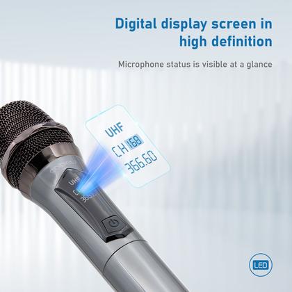 Imagem de Kit 2 Microfone Sem Fio Profissional Uhf Led Com Receptor Ec Coibeu Wireless