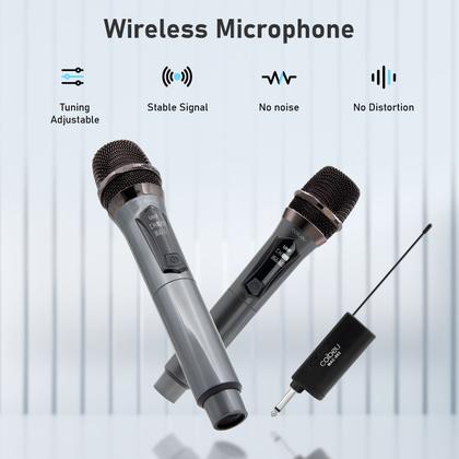 Imagem de Kit 2 Microfone Sem Fio Profissional Uhf Led Com Receptor Ec Coibeu Wireless