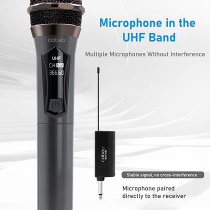 Imagem de Kit 2 Microfone Sem Fio Profissional Uhf Led Com Receptor Ec Coibeu Wireless