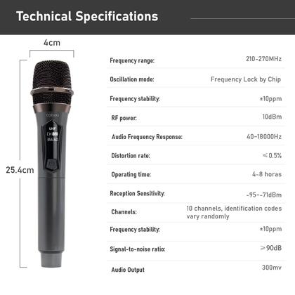 Imagem de Kit 2 Microfone Sem Fio Profissional Uhf Led Com Receptor Ec Coibeu Wireless