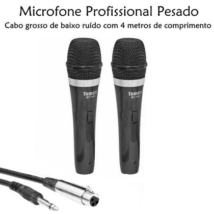 Imagem de Kit 2 Microfones Profissionais Cabo 4mts + Adaptadores P10 para P2